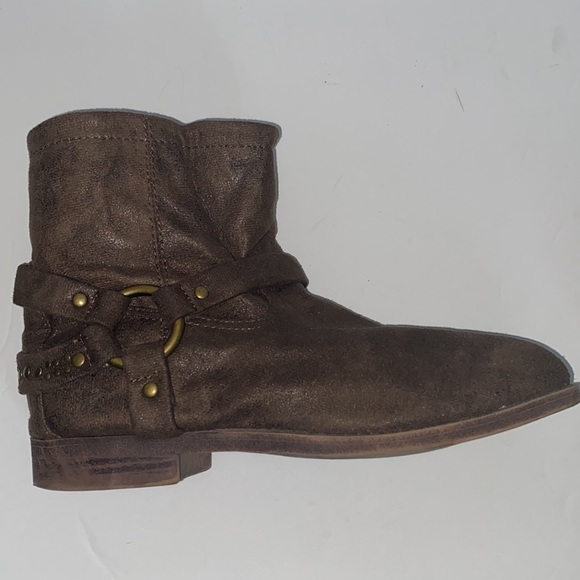 FRYE Kids Youth Sz. 3 Harness Brown Boots Side Zip Shoes Low Top.Good condition. - Picture 13 of 16